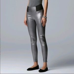 Simply Vera Wang Faux Leather Silver Leggings